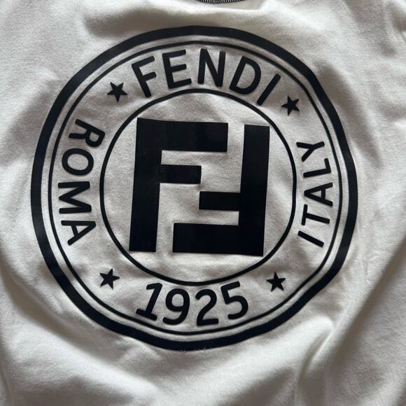Fendi FF White Graphic Zucca T-Shirt IT 38 US 2 Oversize up to sz 10 Authentic - Picture 5 of 6
